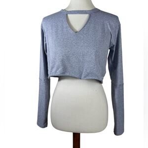 Gymshark Power Down Cut-out Grey / Blue Heather Crop Athletic Top M